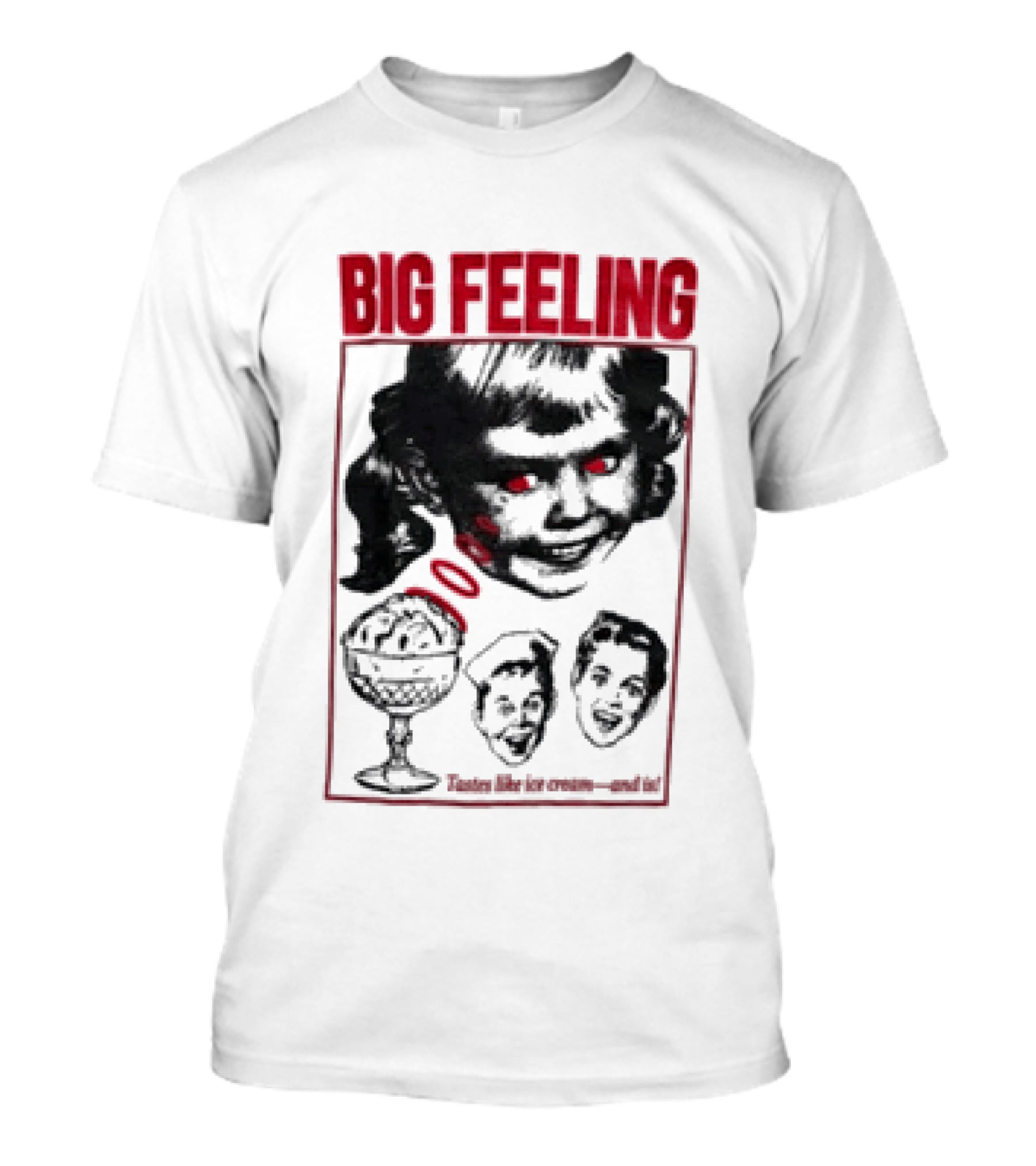 Big Feeling Tastes Like Ice Cream And Is Retro Faces With Sundae T-Shirt