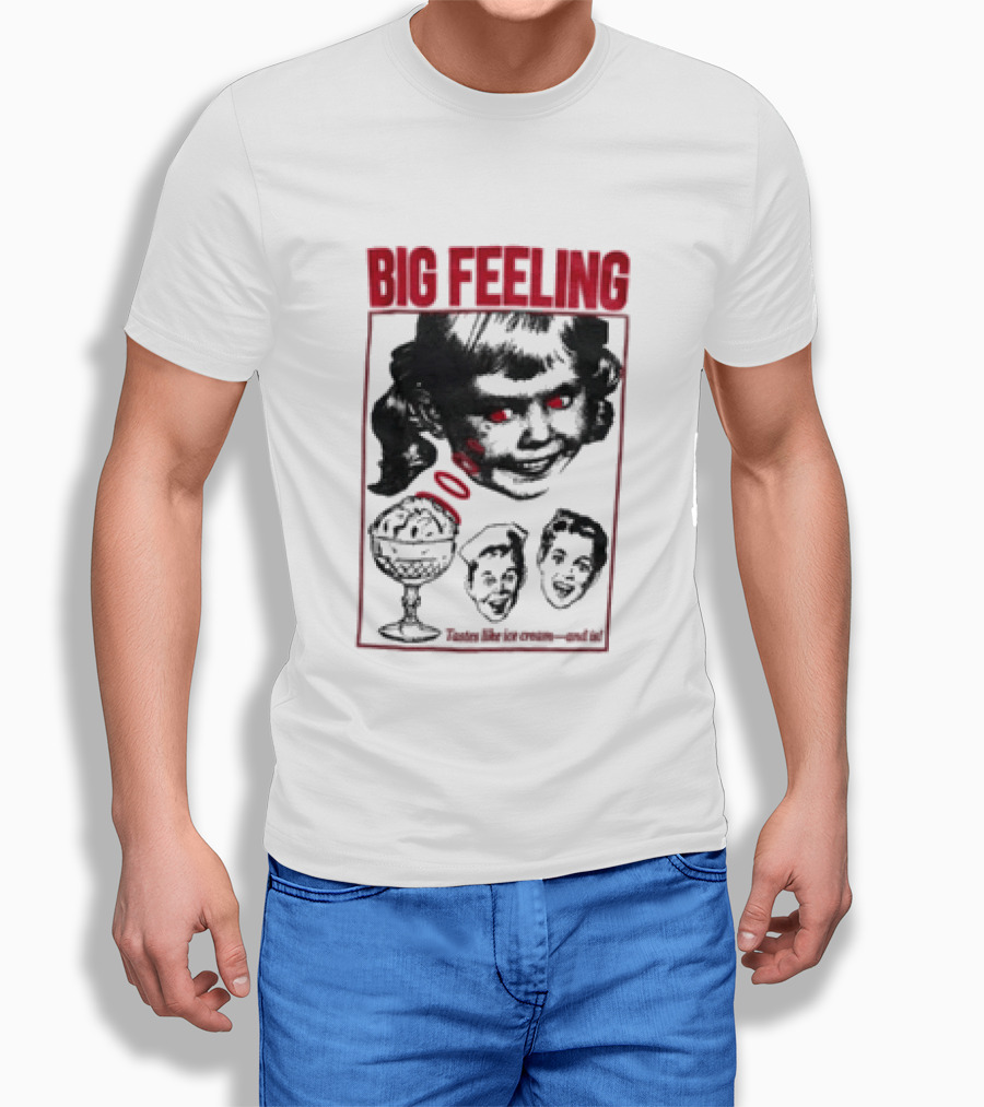 Big Feeling Tastes Like Ice Cream And Is Retro Faces With Sundae T-Shirt