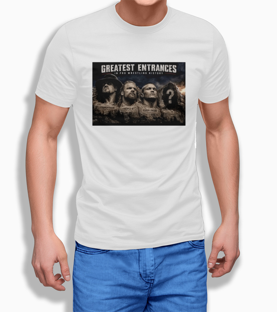 Greatest Entrances In Pro Wrestling Undertaker Triple H Randy Orton Mount Rushmore T-Shirt