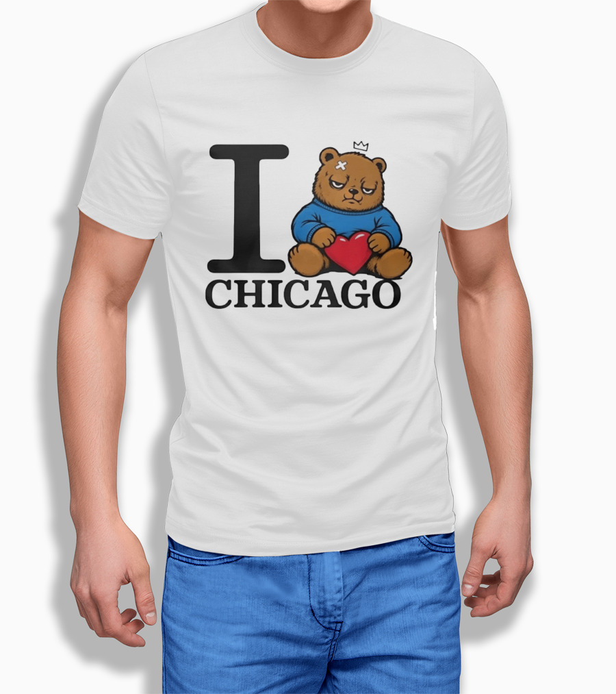 I Love Chicago Bear With Heart And Crown T-Shirt