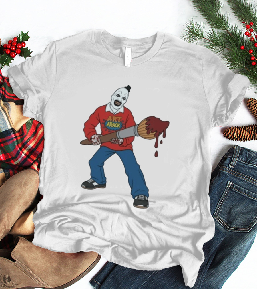 Art Attack Clown With Bloody Brush Terrifier Horror Movie T-Shirt