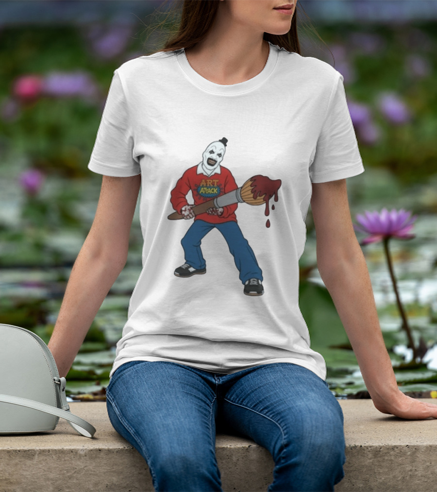 Art Attack Clown With Bloody Brush Terrifier Horror Movie T-Shirt