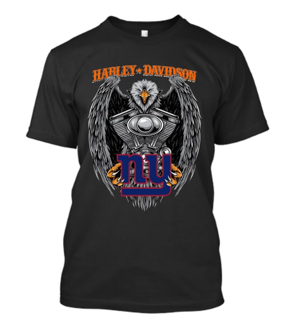 Harley Davidson Eagle Engine With New York Giants T-Shirt