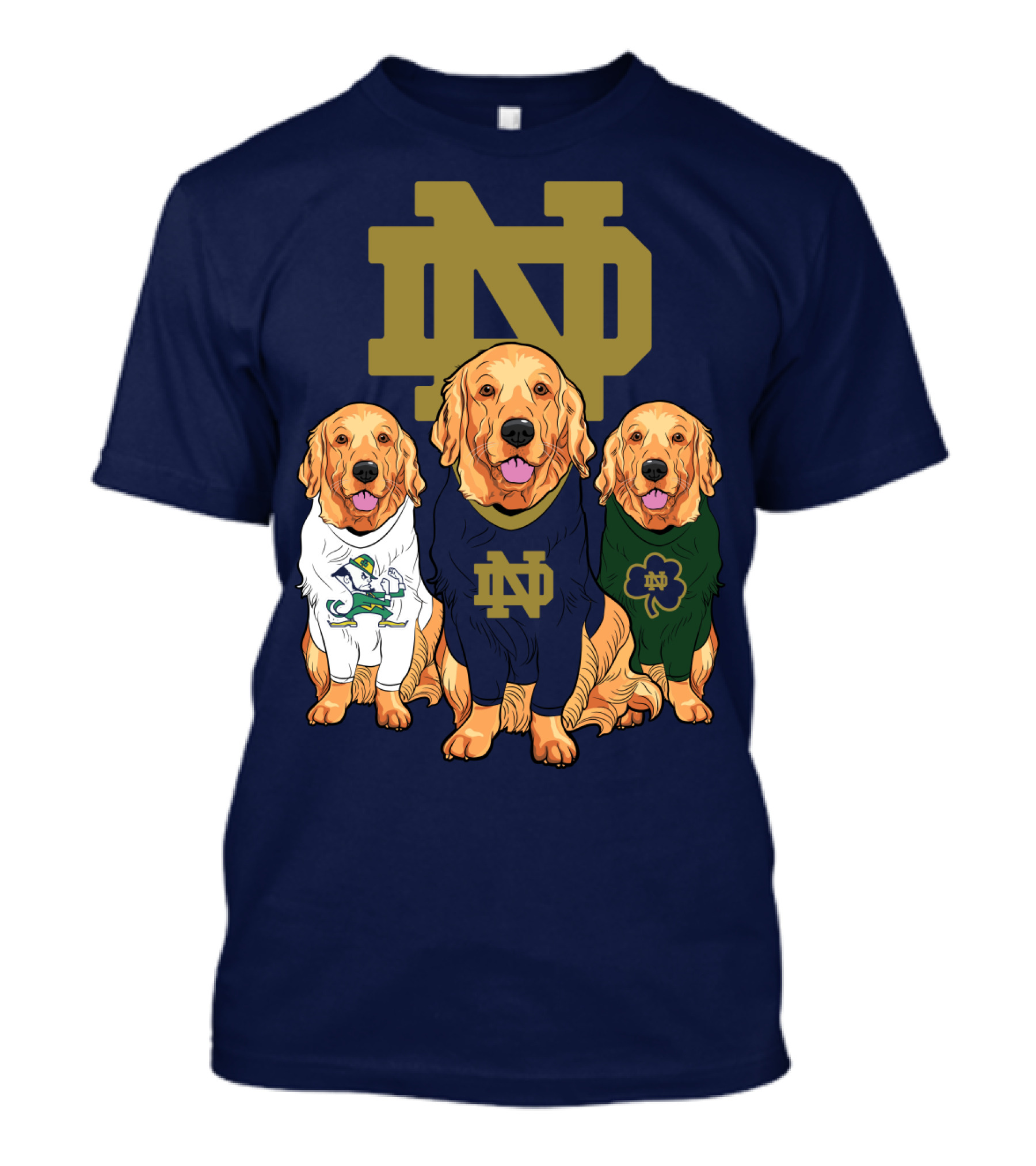 Notre Dame Golden Retrievers Nd Logo Irish Clover T-Shirt