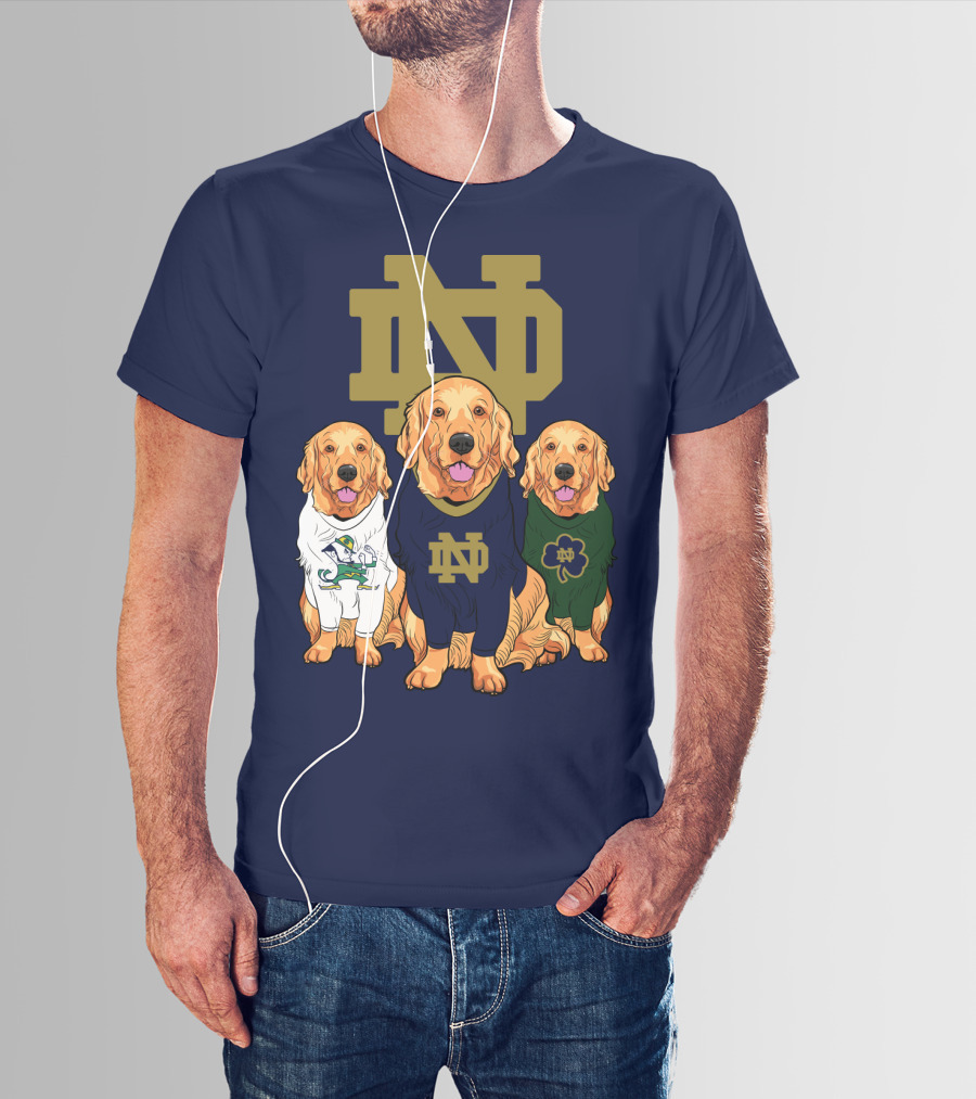 Notre Dame Golden Retrievers Nd Logo Irish Clover T-Shirt