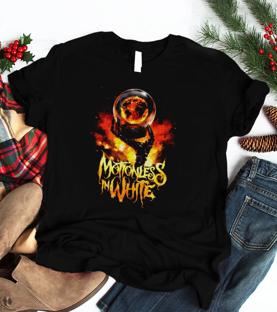Motionless In White Fiery Hand Holding Globe T-Shirt