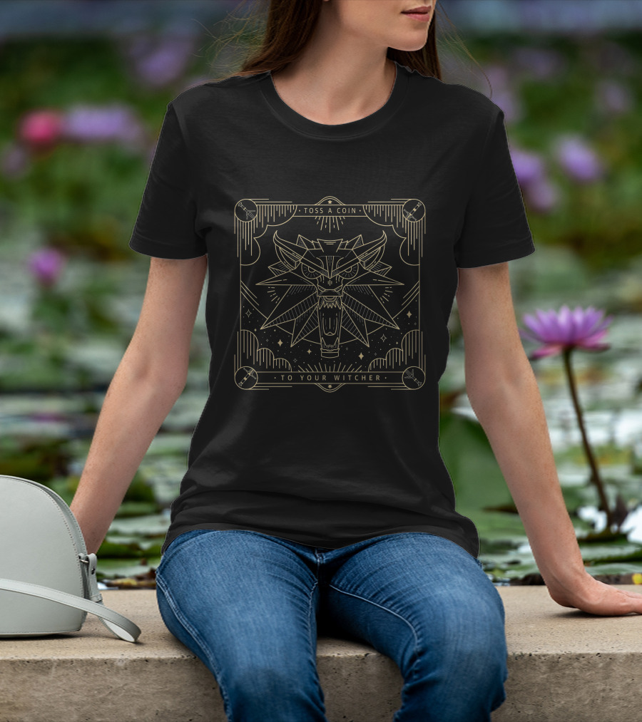 Toss A Coin To Your Witcher Wild Hunt Wolf Head T-Shirt