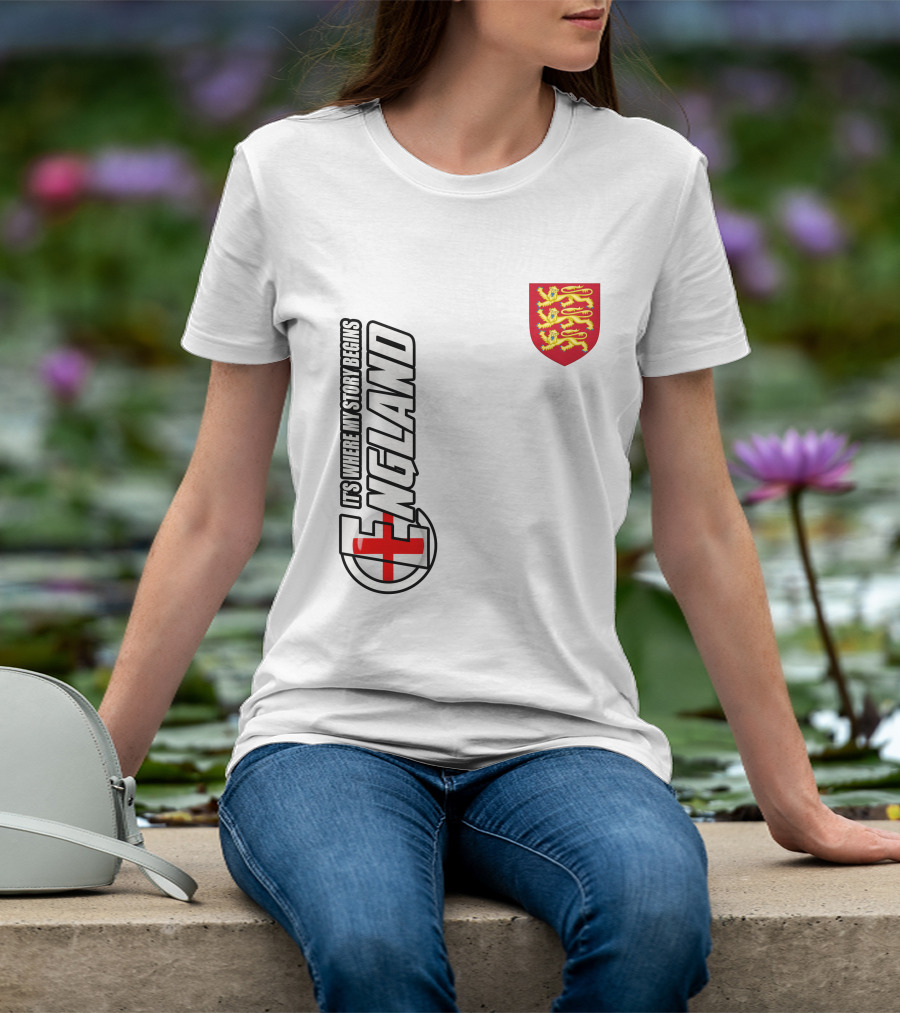 England It's Where My Story Begins Three Lions Crest T-Shirt