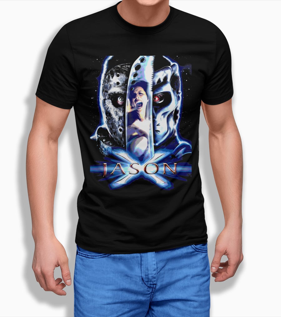 Jason X Horror Iconic Mask and Knife T-Shirt