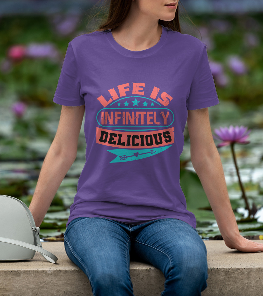 Life Is Infinitely Delicious Stars Arrow Heart T-Shirt