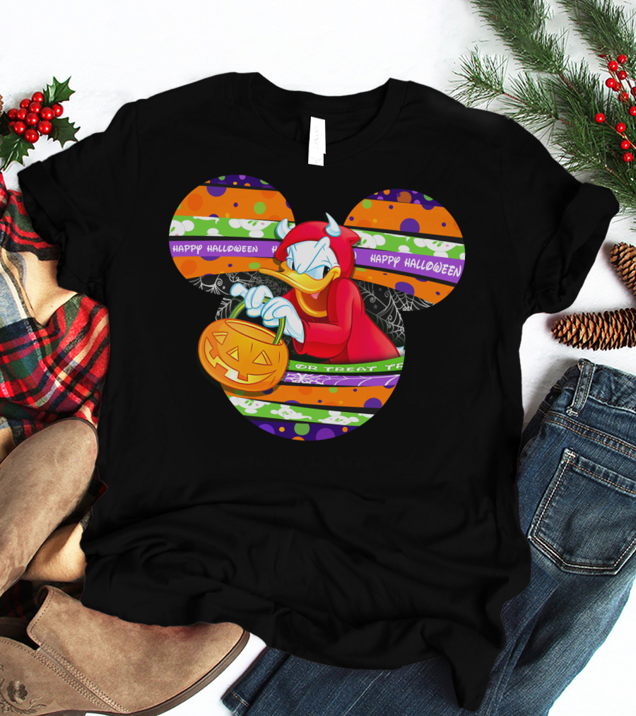 Happy Halloween Trick Or Treat Donald Duck Mickey T-Shirt