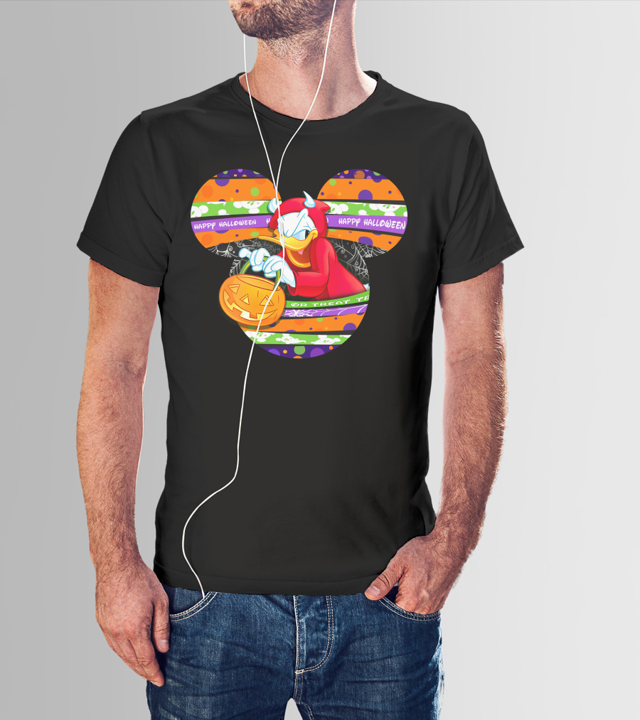 Happy Halloween Trick Or Treat Donald Duck Mickey T-Shirt
