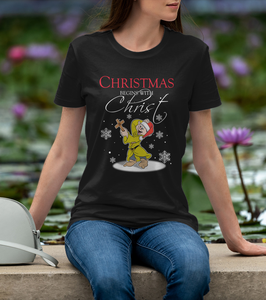 Christmas Begins With Christ Dopey Snowflakes T-Shirt