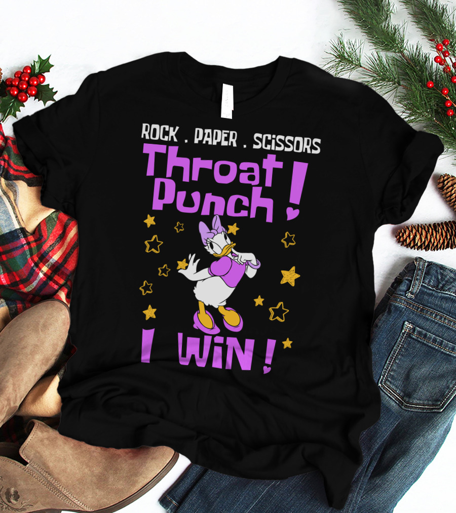 Rock Paper Scissors Throat Punch I Win Daisy Duck Stars T-Shirt