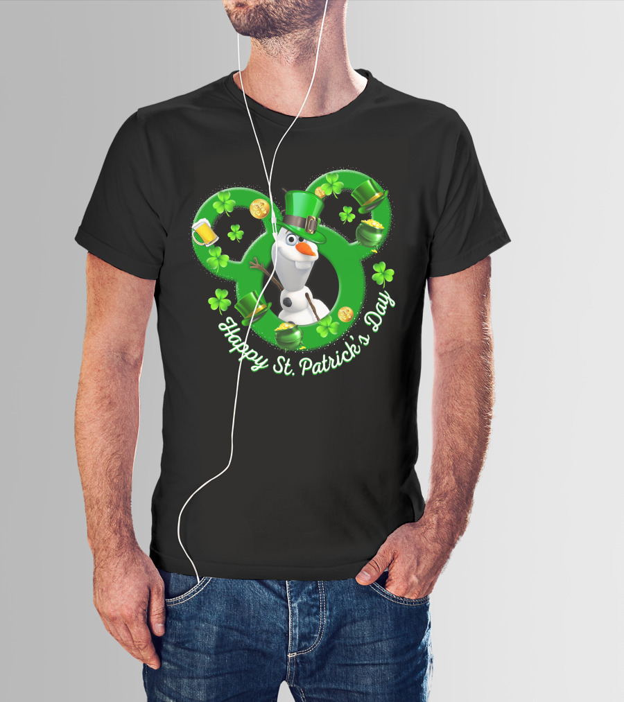 Olaf Happy St. Patrick's Day Mickey Mouse Shamrocks And Hats T-Shirt