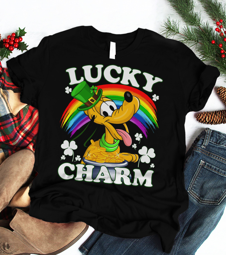 Pluto Lucky Charm Rainbow Coins Shamrock Hat T-Shirt