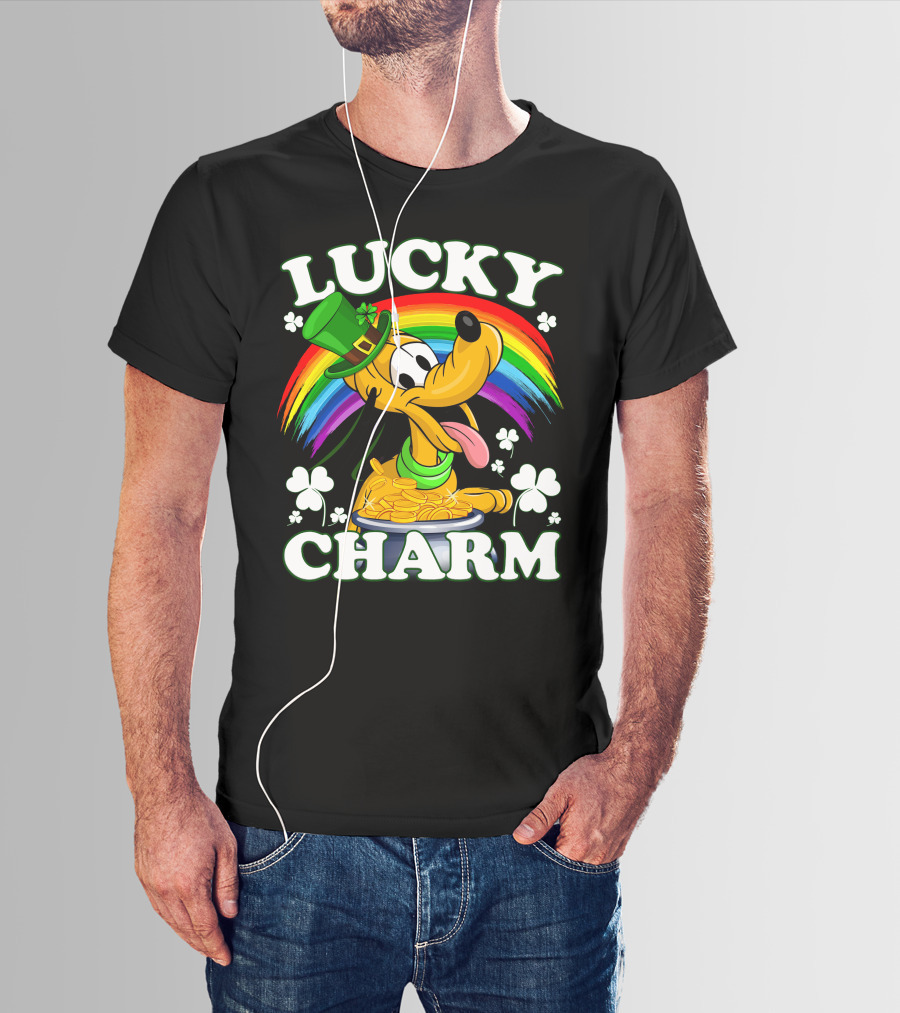 Pluto Lucky Charm Rainbow Coins Shamrock Hat T-Shirt