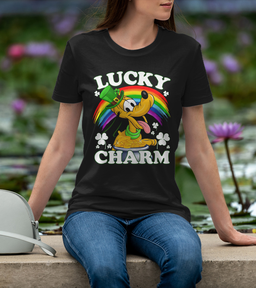 Pluto Lucky Charm Rainbow Coins Shamrock Hat T-Shirt