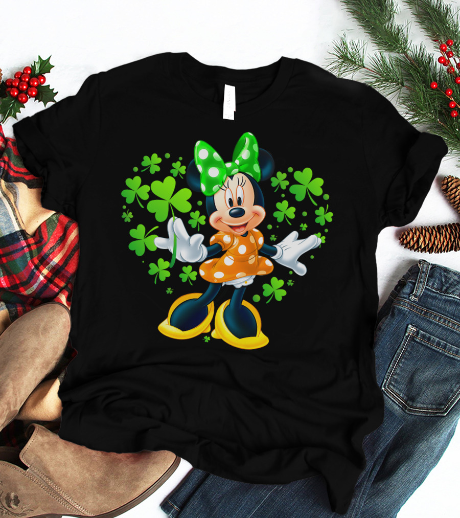 Minnie Mouse Green Clover Polka Dots T-Shirt