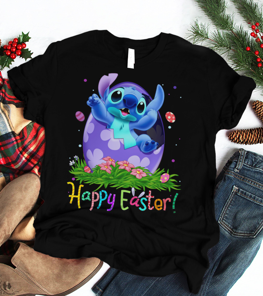 Stitch Happy Easter Egg Celebration T-Shirt