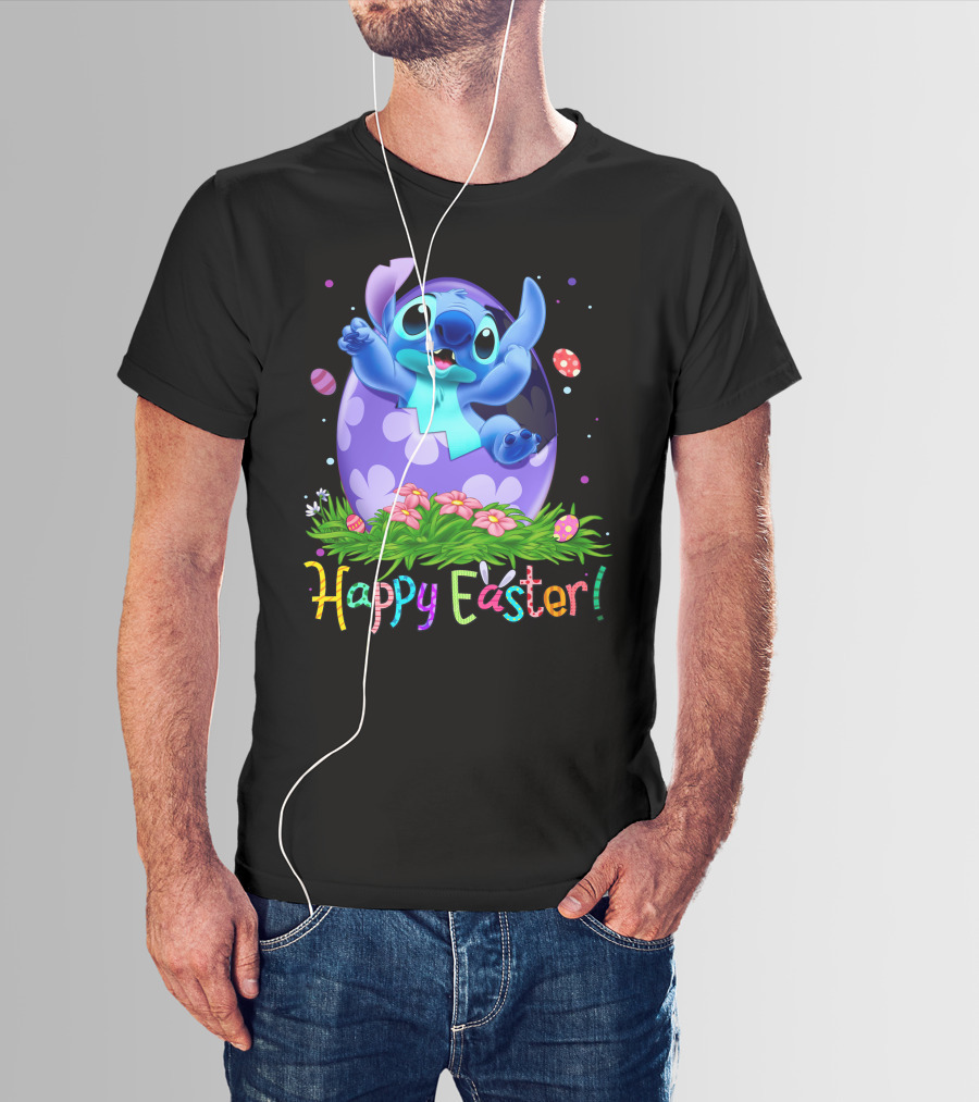 Stitch Happy Easter Egg Celebration T-Shirt