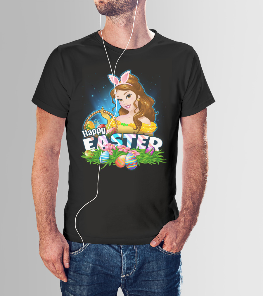 BELLA Happy Easter Basket With Decorative Eggs And Bunny Ears T-Shirt