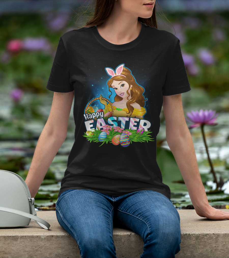 BELLA Happy Easter Basket With Decorative Eggs And Bunny Ears T-Shirt