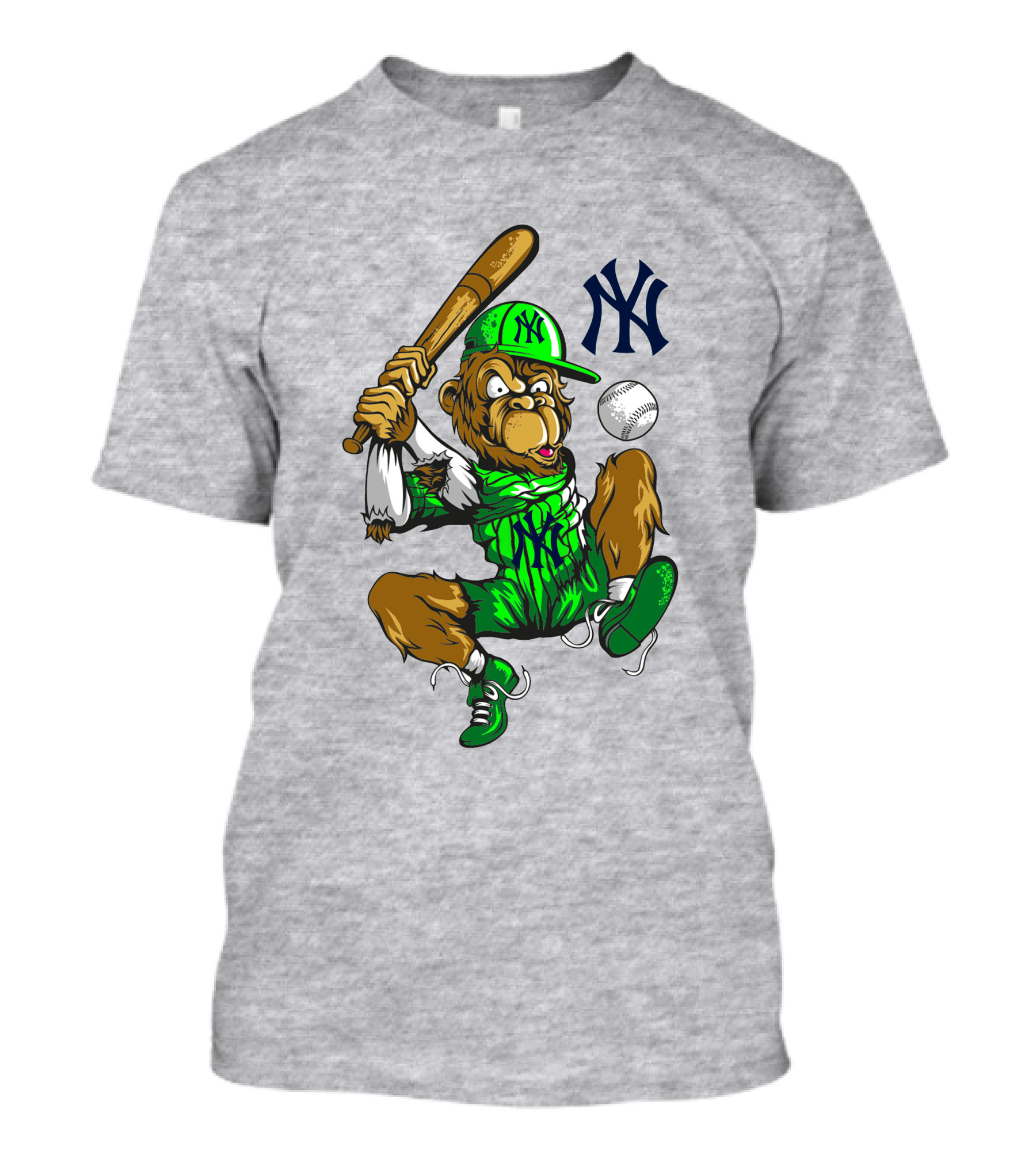 New York Yankees Home Run Monkey Swing With Logo And Baseball T-Shirt