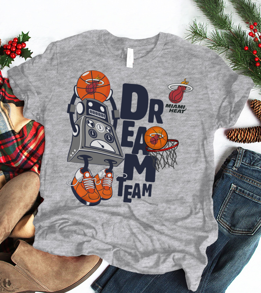 Miami Heat Dream Team Basketball Robot And Hoop T-Shirt