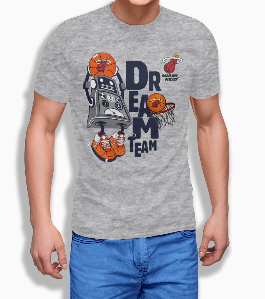 Miami Heat Dream Team Basketball Robot And Hoop T-Shirt