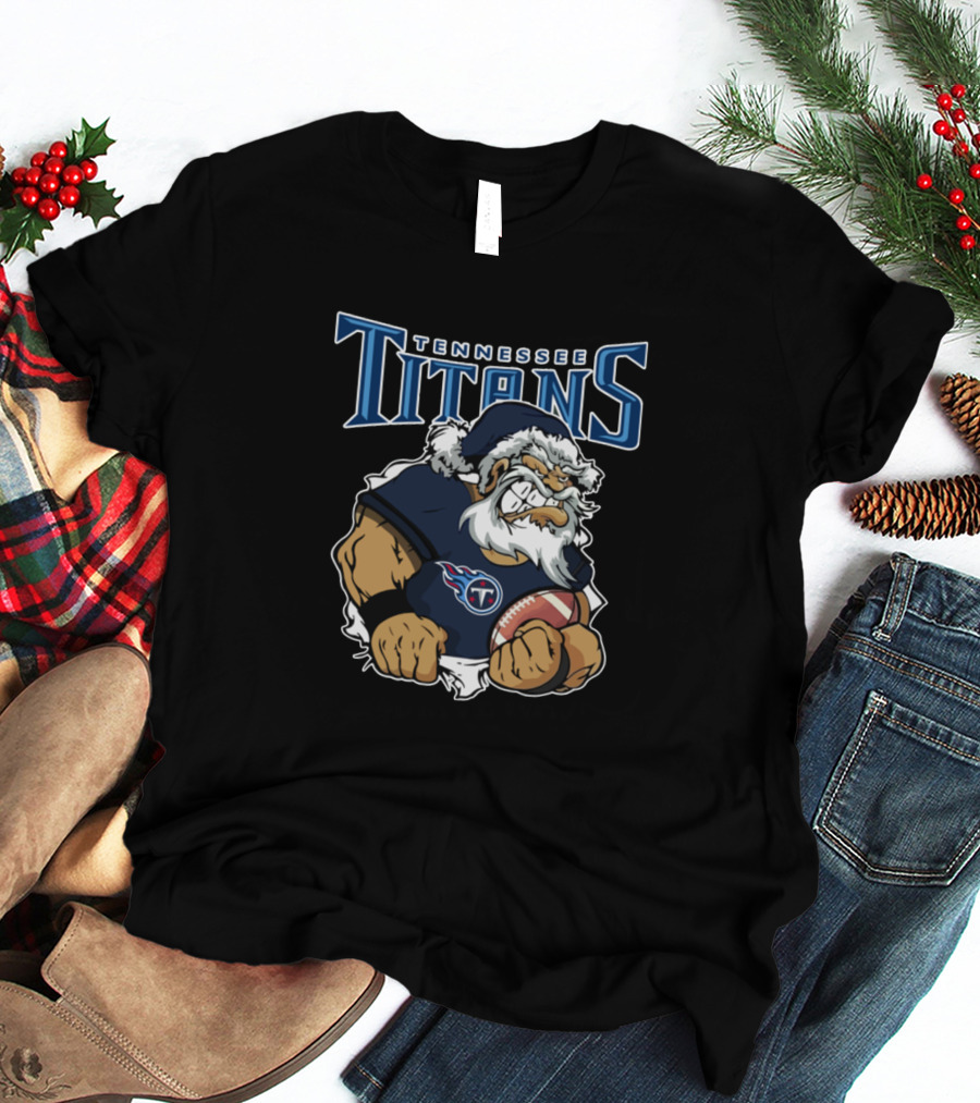 Tennessee Titans Santa Football Mascot T-Shirt
