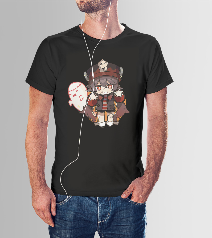 Happy Halloween Genshin Impact Hutao Cute Ghost Character T-Shirt