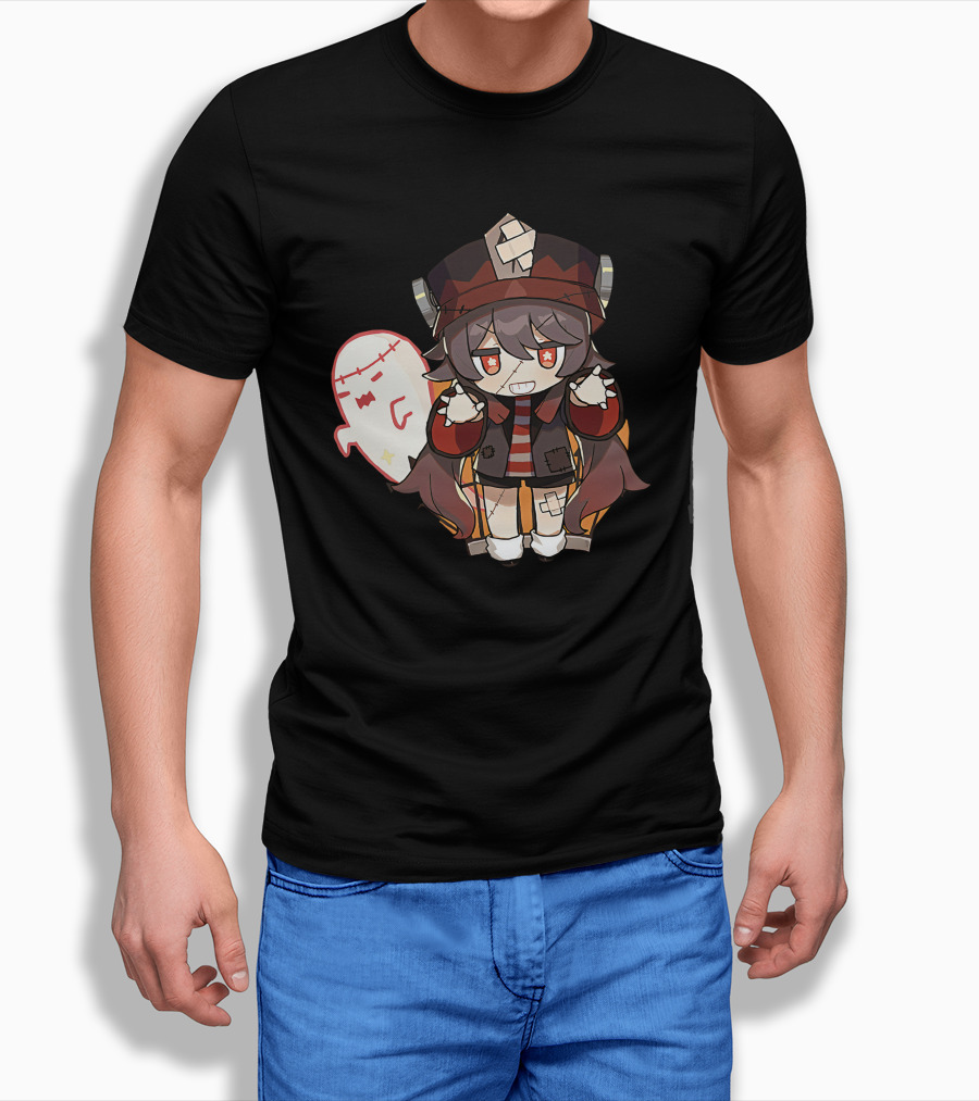Happy Halloween Genshin Impact Hutao Cute Ghost Character T-Shirt