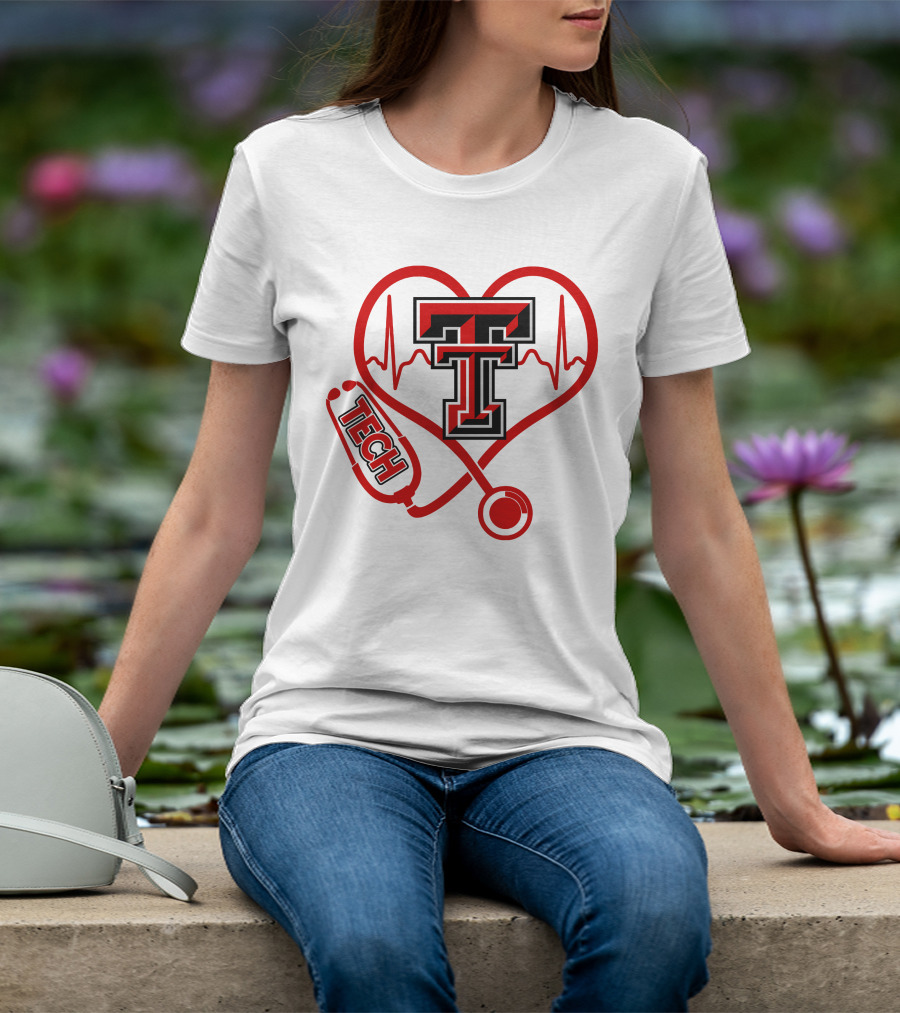Texas Tech Nurse Heart Stethoscope Love T-Shirt