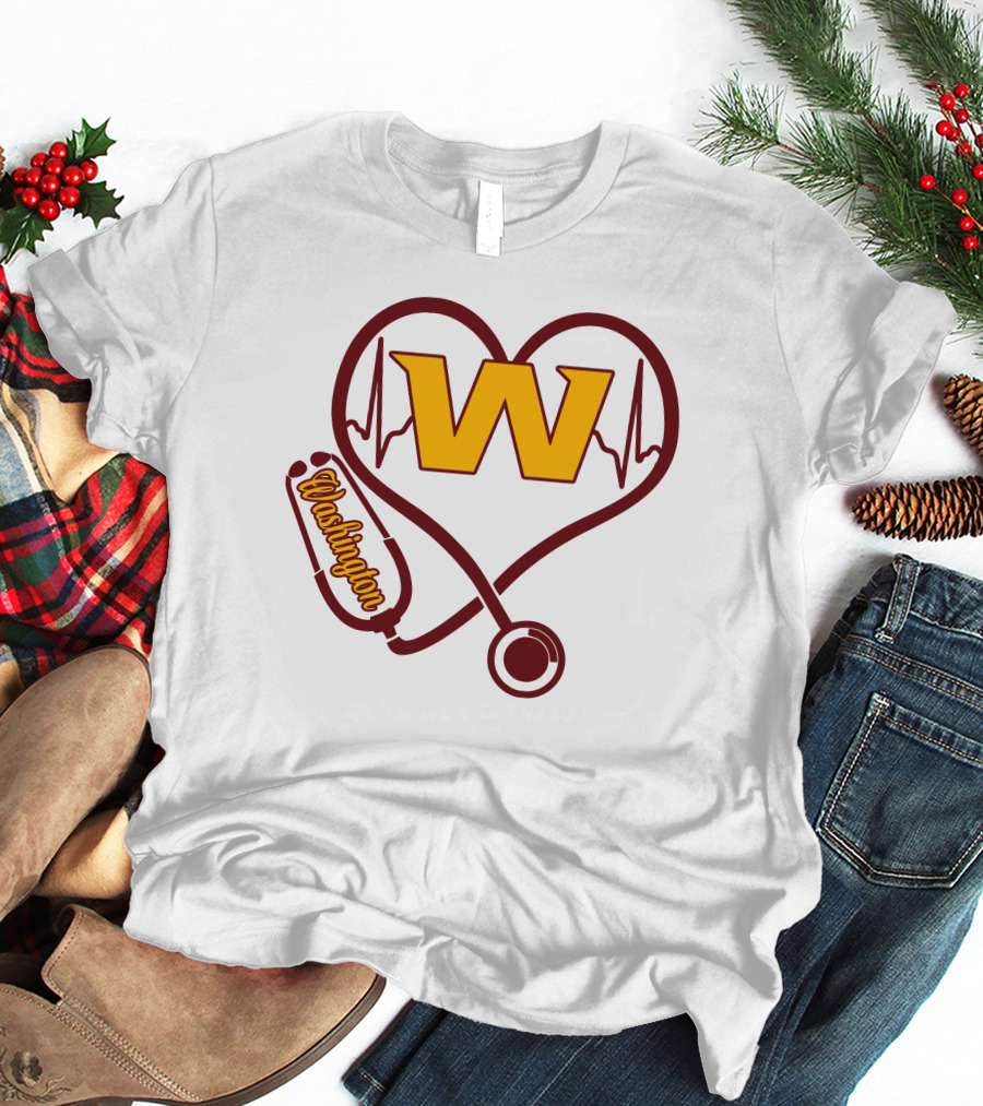 Washington Nurse Love Heartbeat Stethoscope W T-Shirt