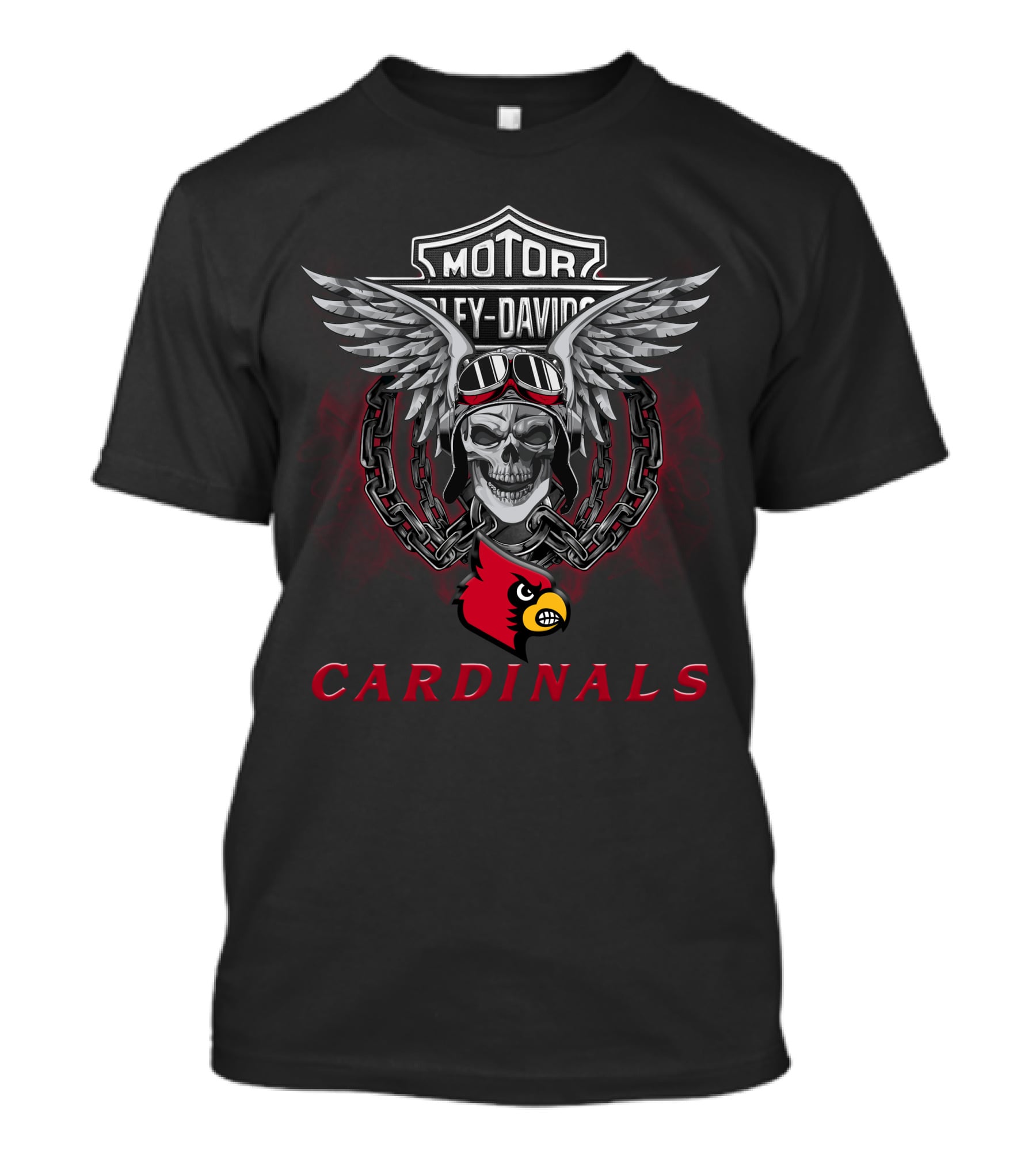 Motor Harley Davidson Louisville Cardinals Skull Wings T-Shirt