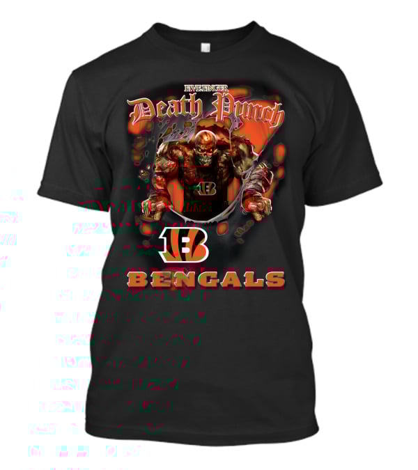 Five Finger Death Punch Nfl Cincinnati Bengals Biker Theme With Harley Davidson Elements T-Shirt