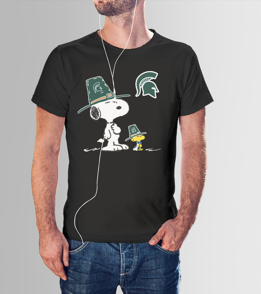 MI State Snoopy Spartan Helmet Woodstock T-Shirt