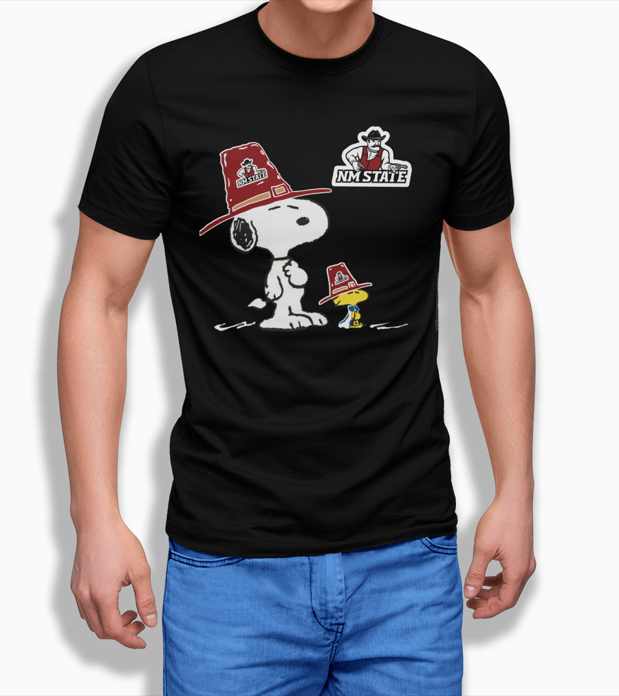 NM State Aggies Snoopy and Woodstock with NM State T-Shirt
