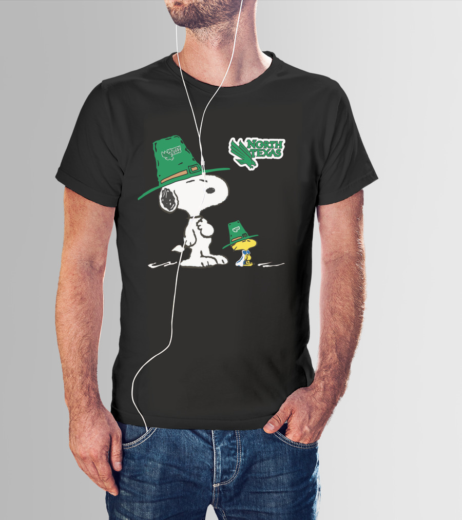 North Texas Mean Green Peanuts Snoopy And Woodstock In Irish Hats T-Shirt