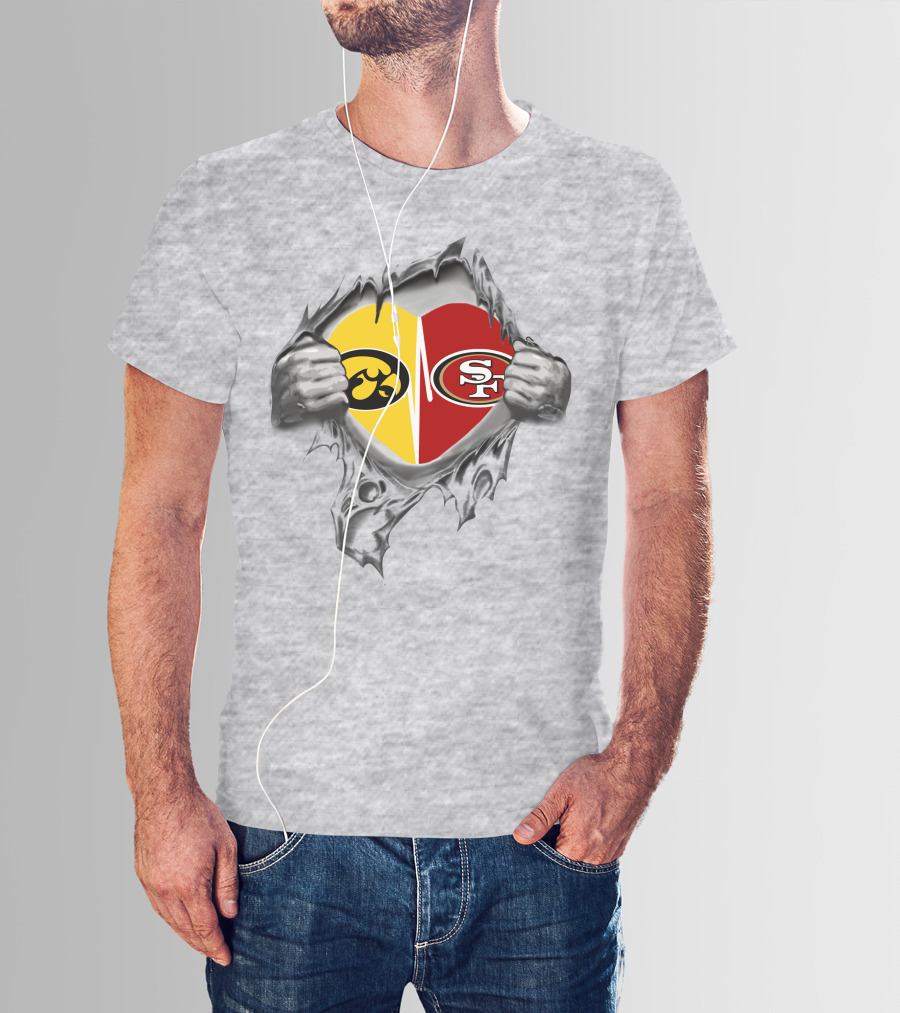 Iowa Hawkeyes Vs 49ers Heart Logo Mashup T-Shirt