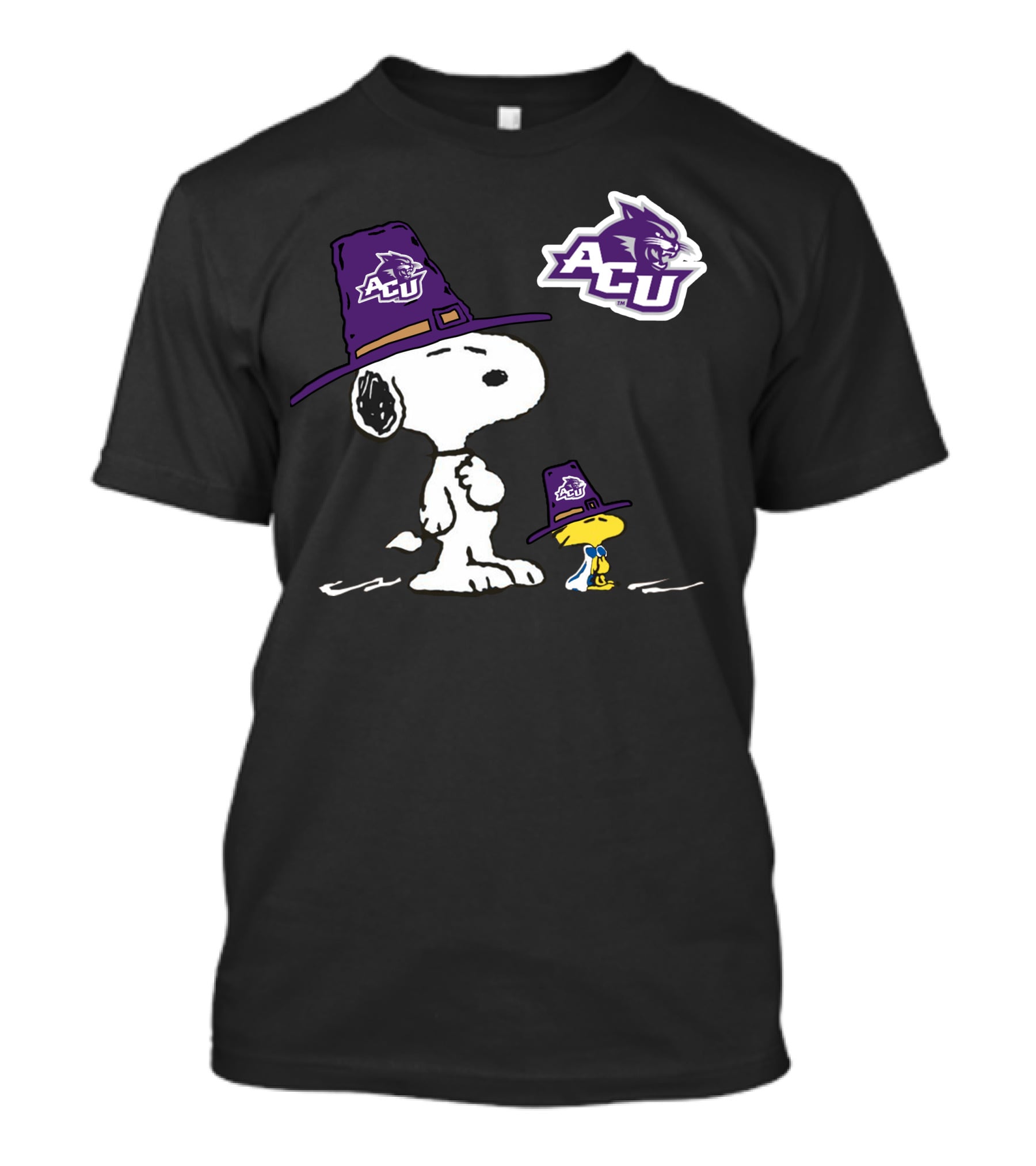 ACU Wildcats Snoopy Woodstock Pilgrim Hat T-Shirt