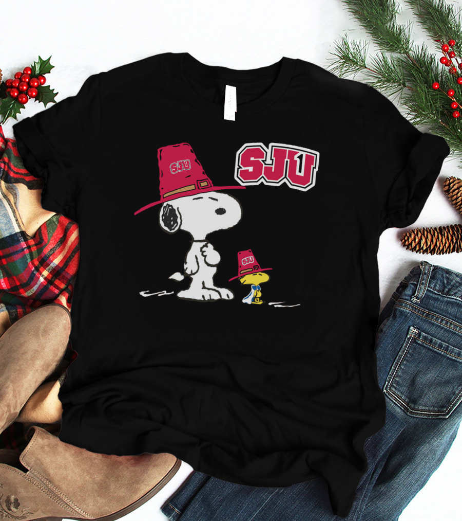 Snoopy SJU Red Hat With Woodstock T-Shirt
