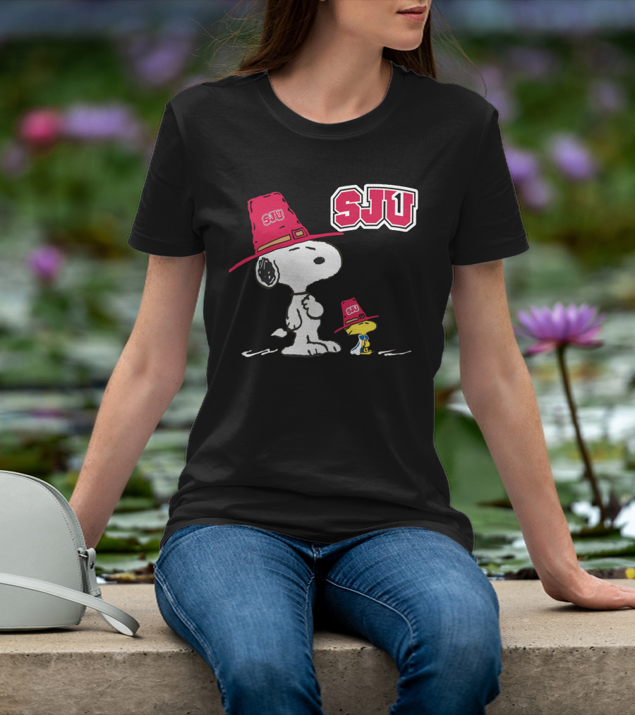 Snoopy SJU Red Hat With Woodstock T-Shirt