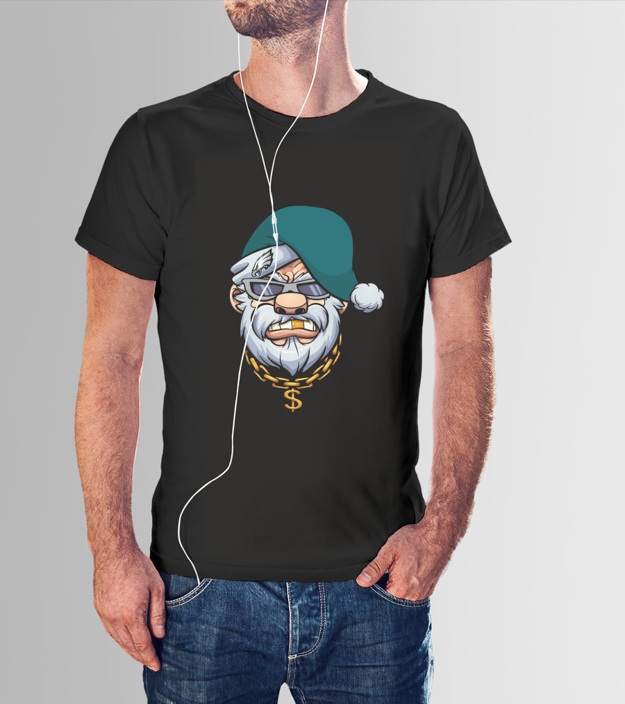 Eagles Gangster Santa Christmas Swag T-Shirt