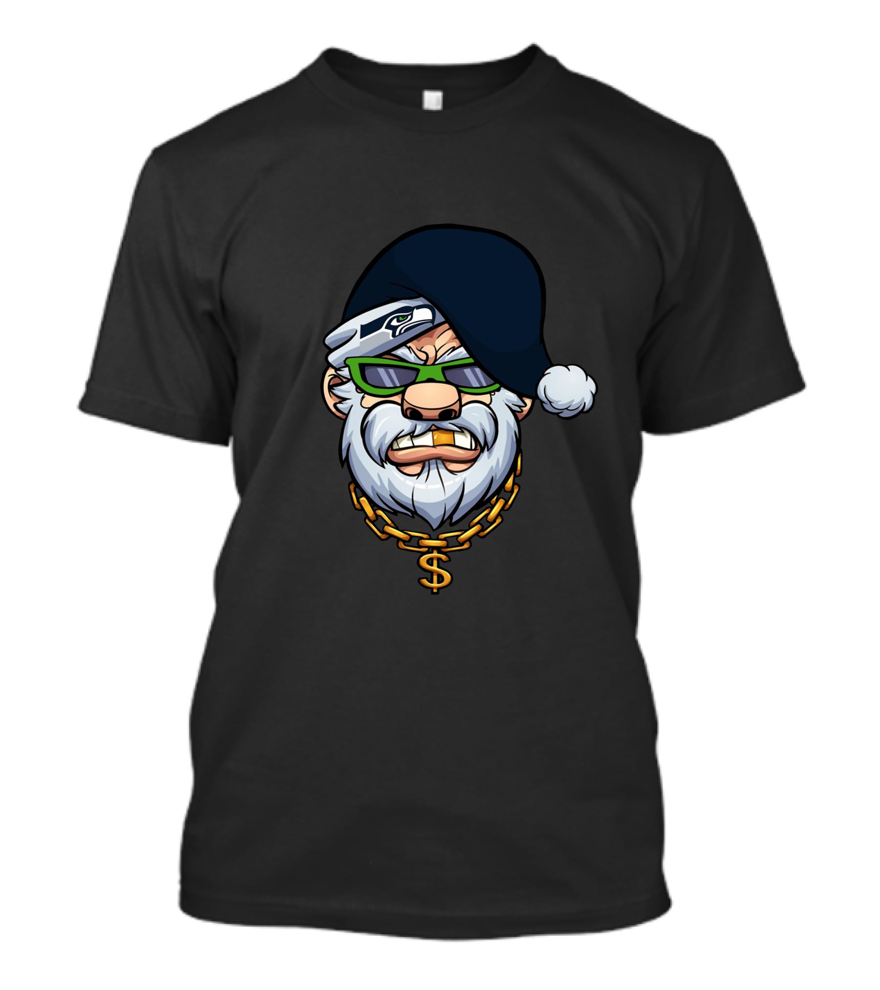 Seahawks Gangster Santa With Chain And Shades T-Shirt