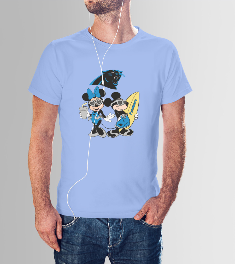 Mickey And Minnie Panthers Surfing Vacation T-Shirt