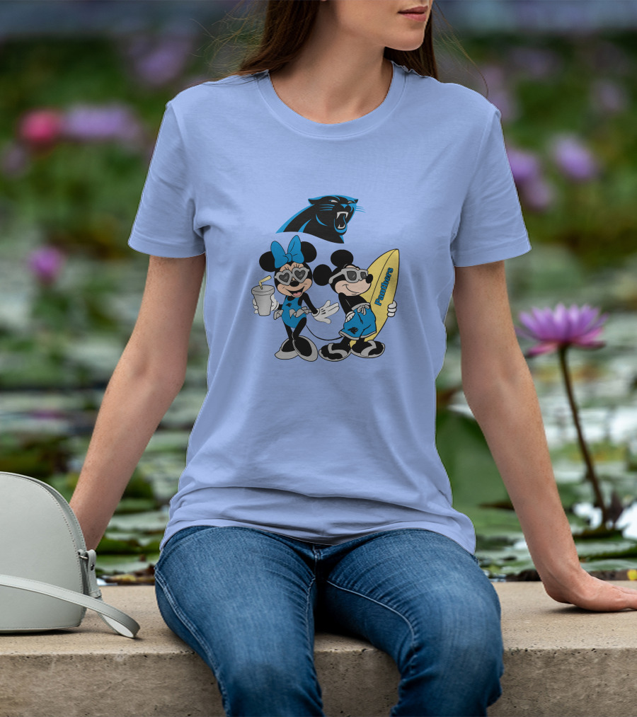 Mickey And Minnie Panthers Surfing Vacation T-Shirt