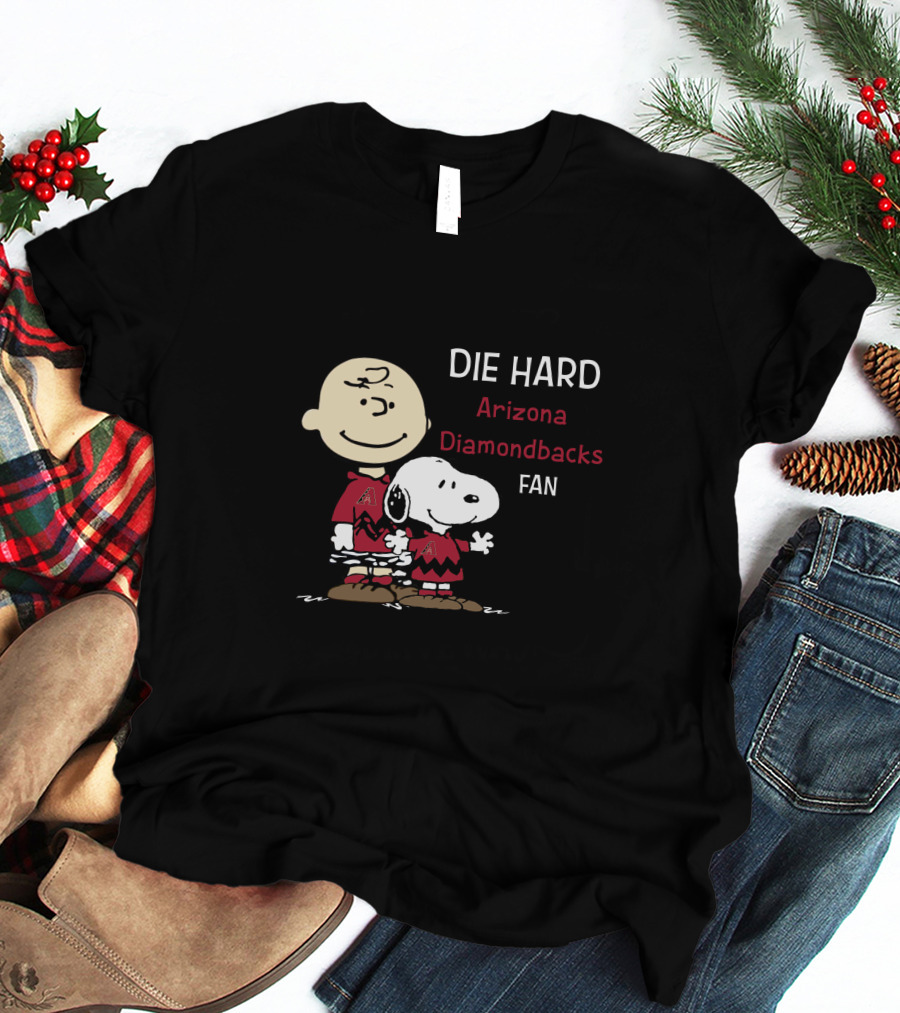 Die Hard Arizona Diamondbacks Fan Snoopy And Charlie Brown T-Shirt