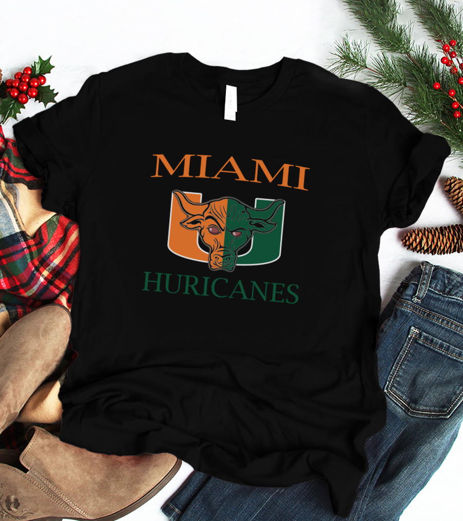 Miami Hurricanes U Logo Bull Head T-Shirt
